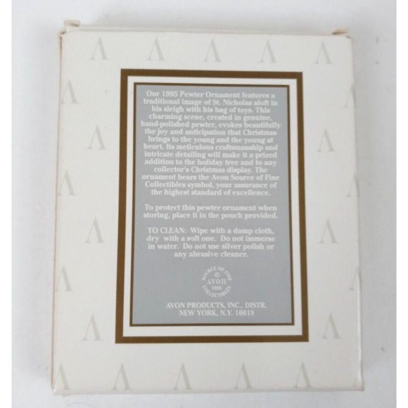 Vintage Avon 1996 Holiday Pewter Ornament "Santa" With Velvet Pouch IOB - Picture 6 of 6